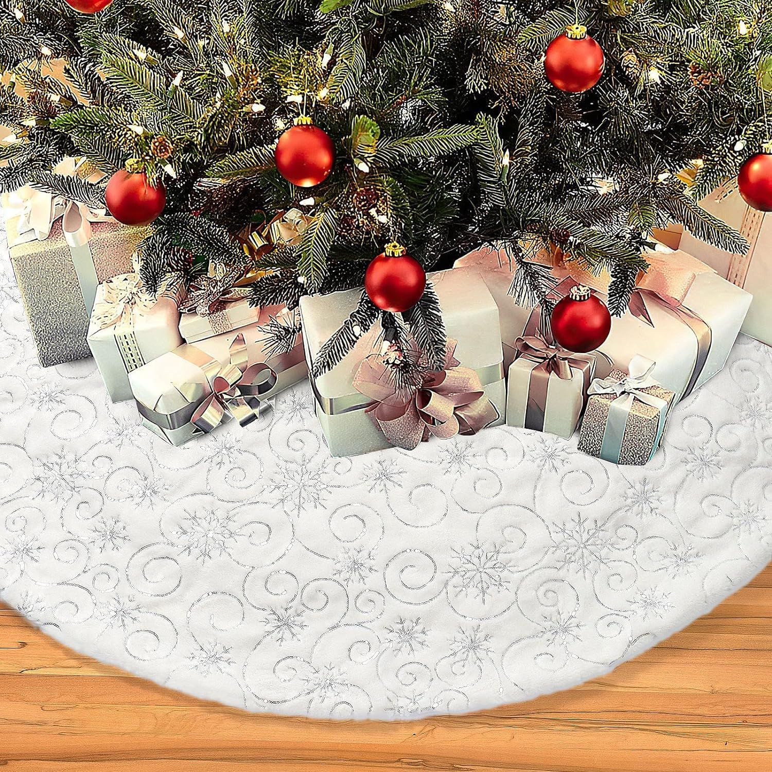 Jupe De Sapin De Noël Animaux De La Forêt 122 Cm - Décoration Rustique Pour Intérieur/Extérieur - 6