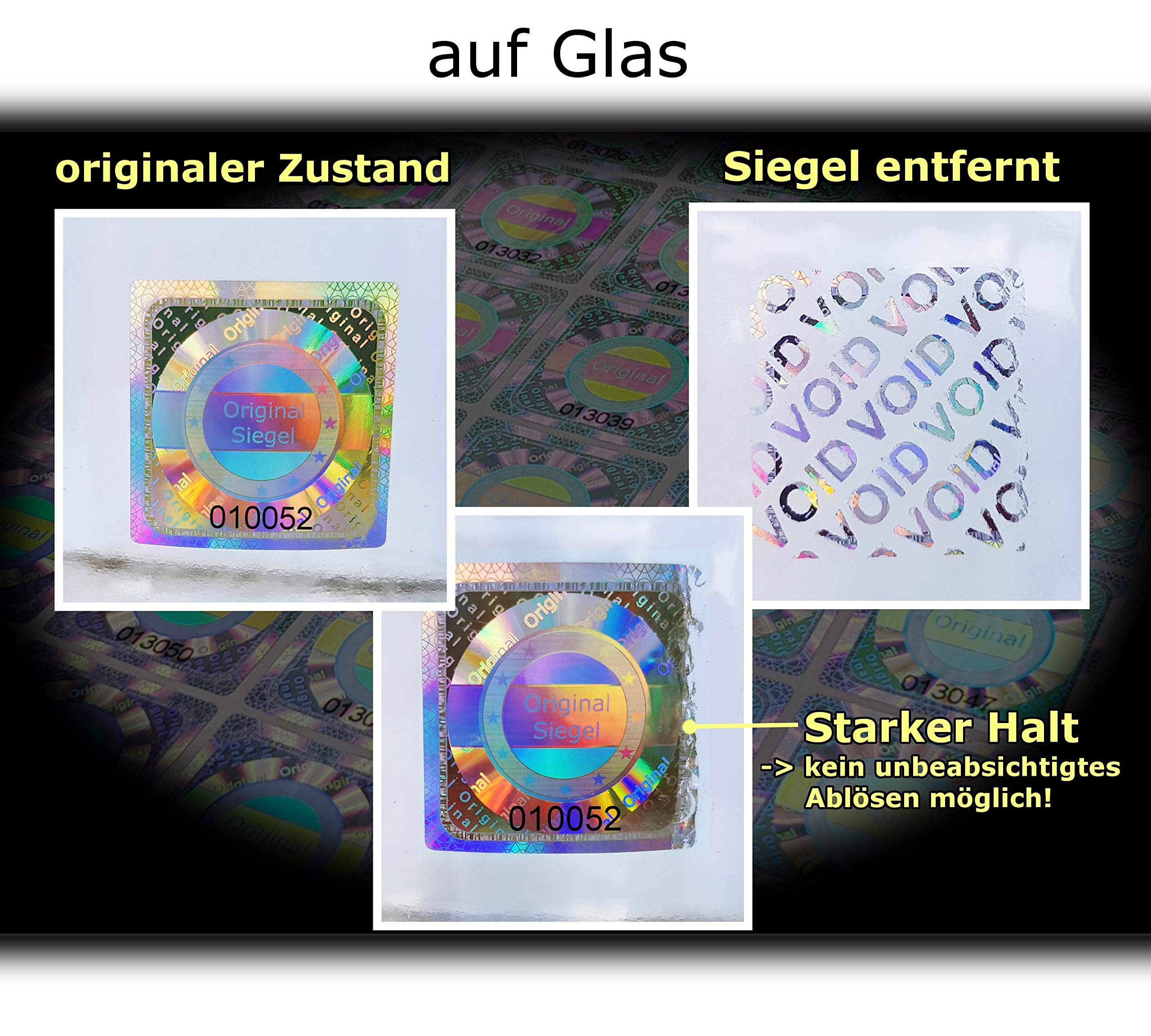 500 Stk - 3D Hologramm Original-Siegel mit Seriennummer - 25mm silber glänzend - Sicherheitssiegel, Qualitätssiegel Garantiesiegel Sicherheitsetiketten selbstklebendes Etikett Verschlusssiegel