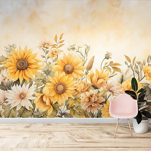 DEKOROS.COM Papel tapiz de girasoles, decoraciĂłn mural floral vintage, despegar y pegar y una pieza, pĂłster floral grande, papel tapiz de primavera DEKOROS.COM Papel tapiz de girasoles, decoraciĂłn mural floral vintage, despegar y pegar y una pieza, pĂłster floral grande, papel tapiz de primavera