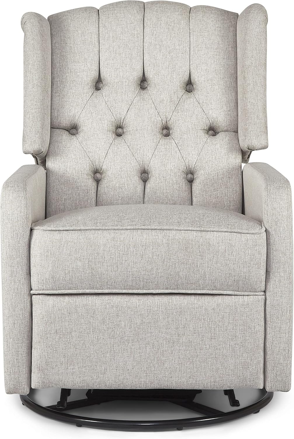Bravich Manual Reclining Swivel Chair Cream Fabric Recliner With Metal