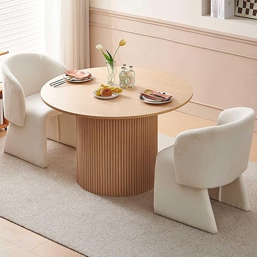 Miniatura 30 de NORDICANA Juego de mesa de comedor redonda de 5 piezas para 4, moderno juego de mesa y sillas de cocina de 47 pulgadas, juego de comedor con 4