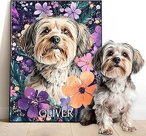Amazon.com: Gleamify Custom Pet Portrait from Photo,Cat/Dog Memorial ...