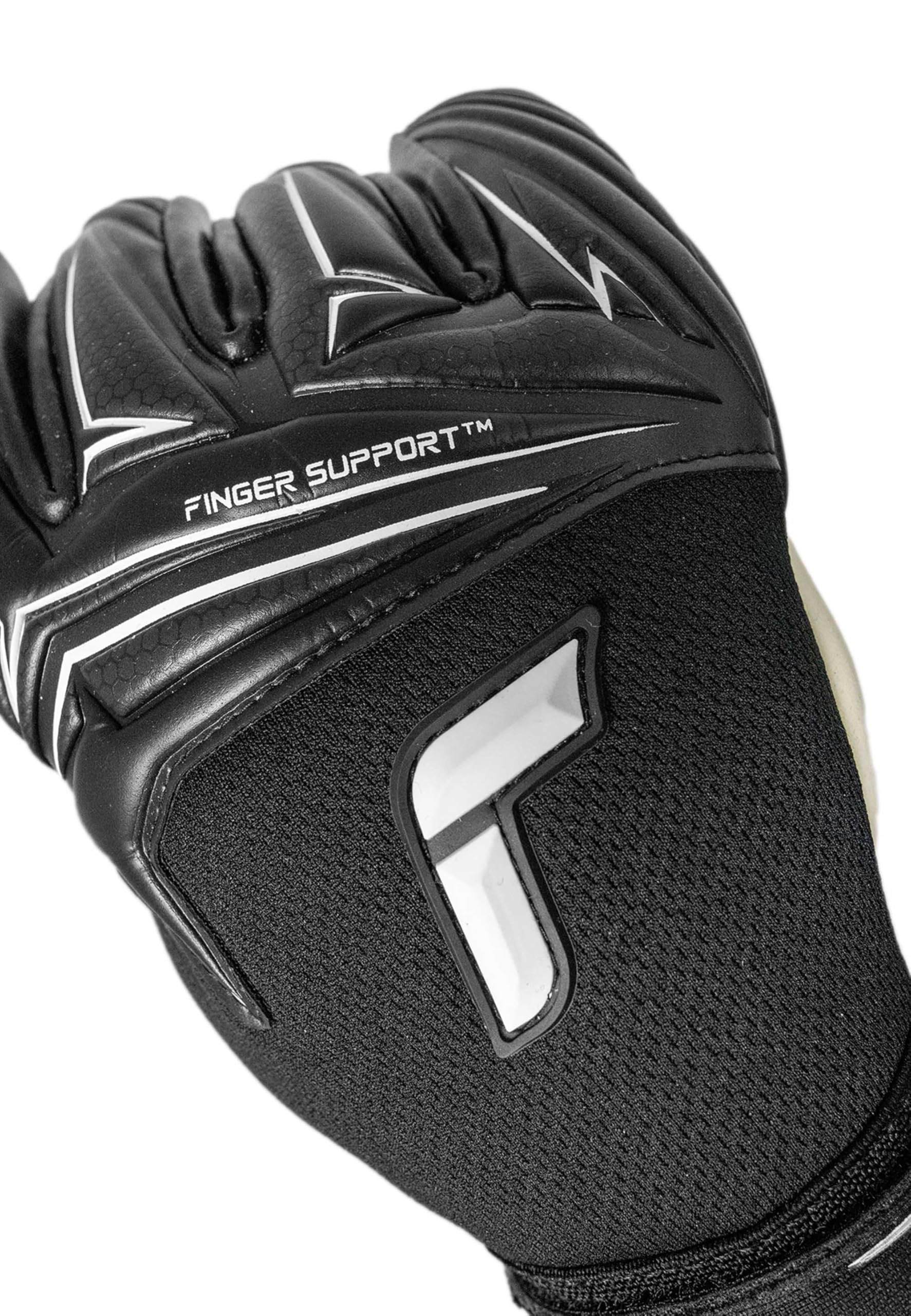 Reusch Guanti da portiere professionale adulti | Protezione delle dita | ottima presa, traspiranti, allenamenti e partite, erba sintetica e naturale, Taglie 7,5-12, Attrakt Gold X NC Finger Support
