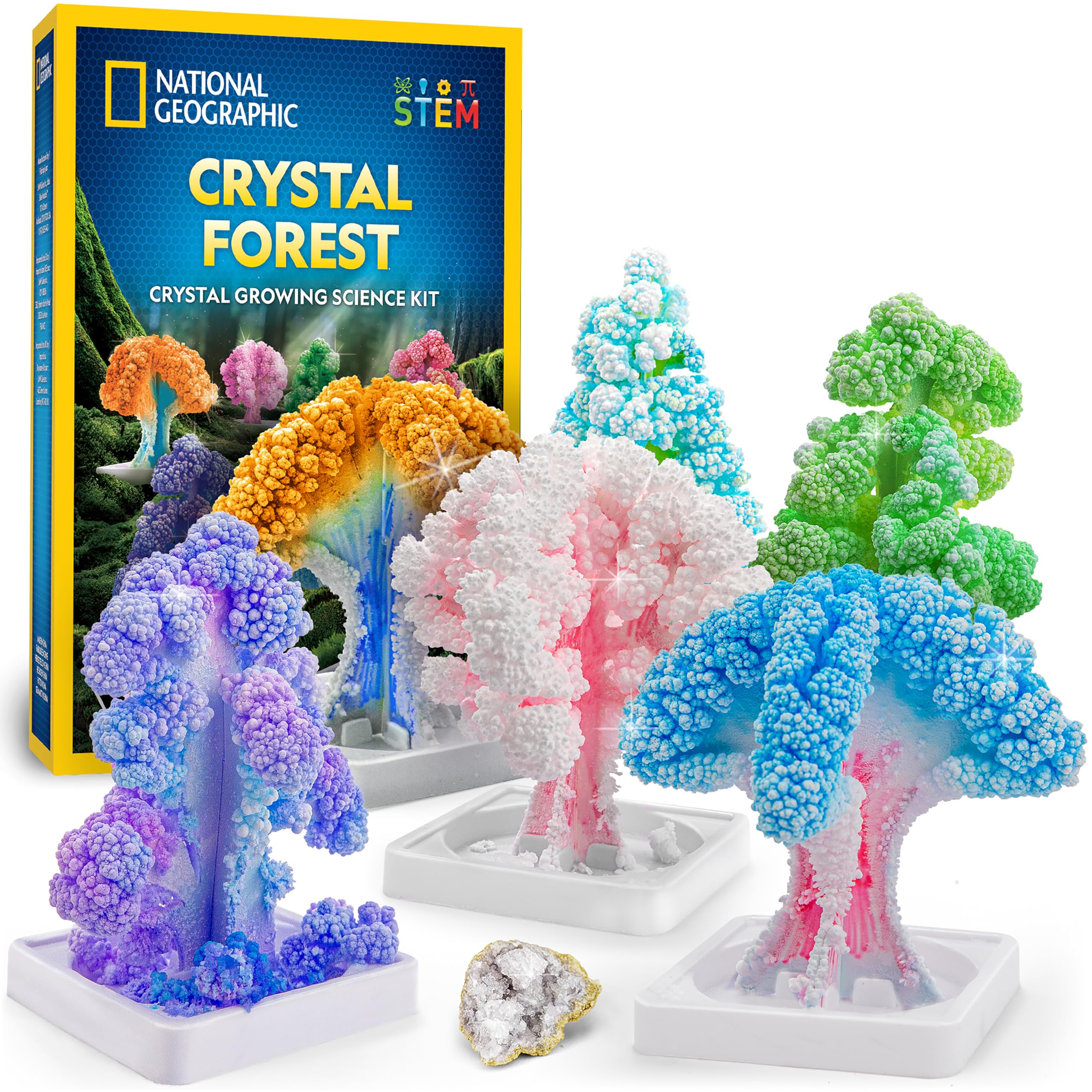NATIONAL GEOGRAPHIC Craft Kits for Kids, Crystal Growing Kit, Grow 6 Crystal Trees in 6 Hours, Art Supplies, Geode Specimen