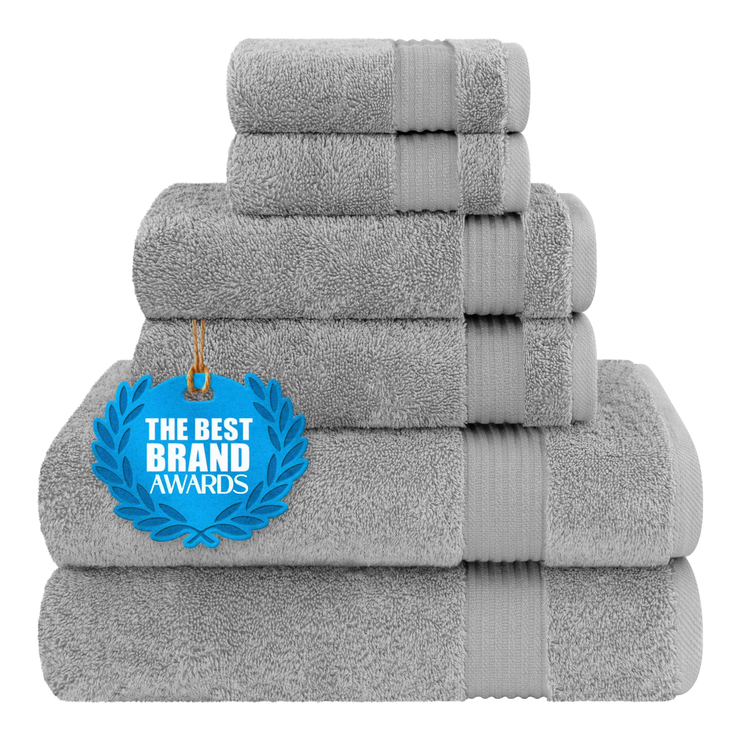 Cotton Paradise Turkish 6 Piece Towel Set for Bathroom Soft Absorbent Dry