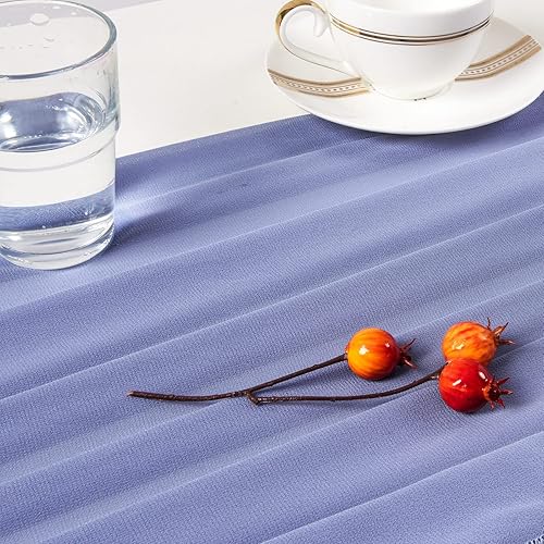 Miniatura 6 de Camino de mesa de 10 pies de 29 x 120 pulgadas, camino de boda romántico, transparente, decoración de fiesta nupcial (azul, 2)