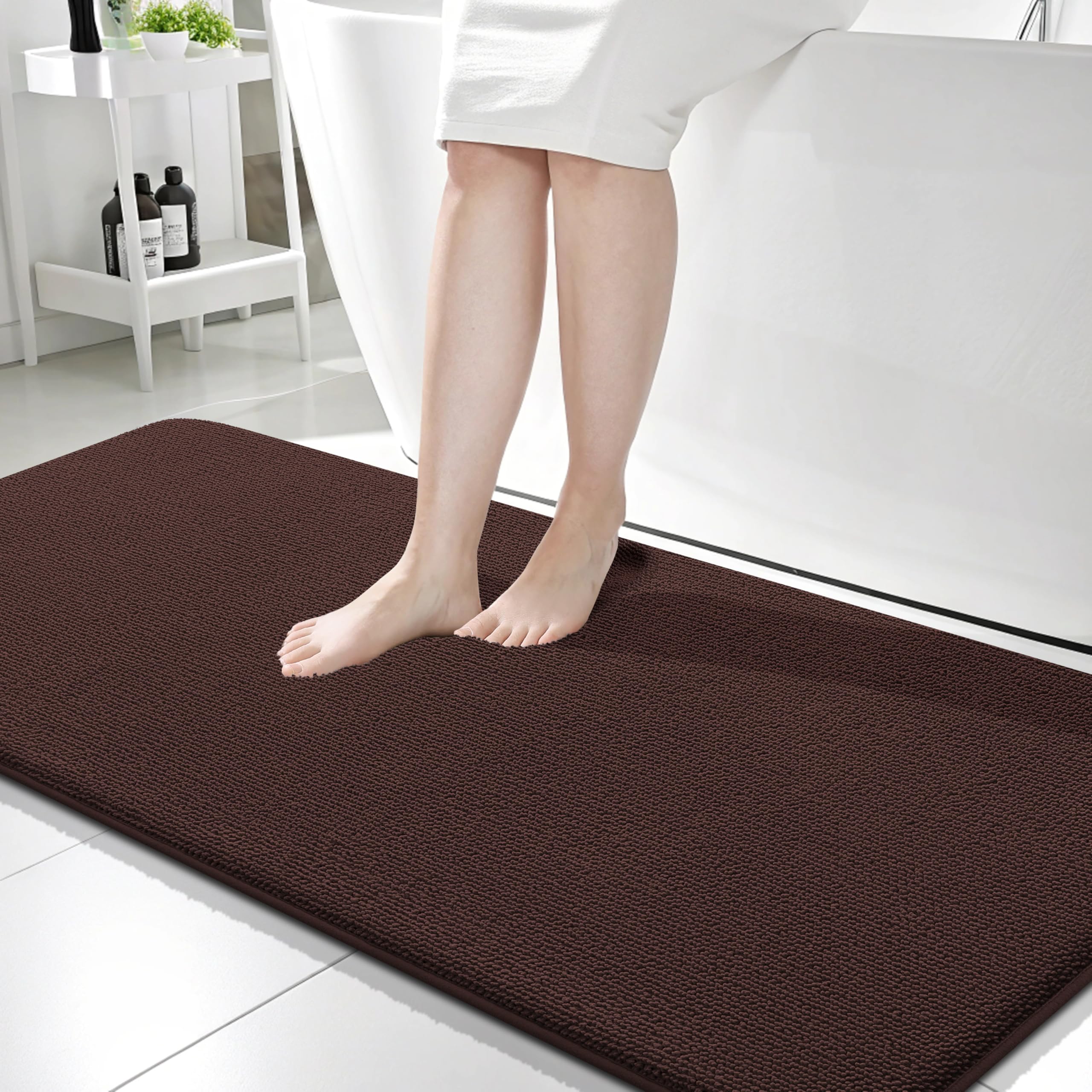 Photo 1 of OLANLY Memory Foam Bath Runner Rug, 59" x 24", Brown