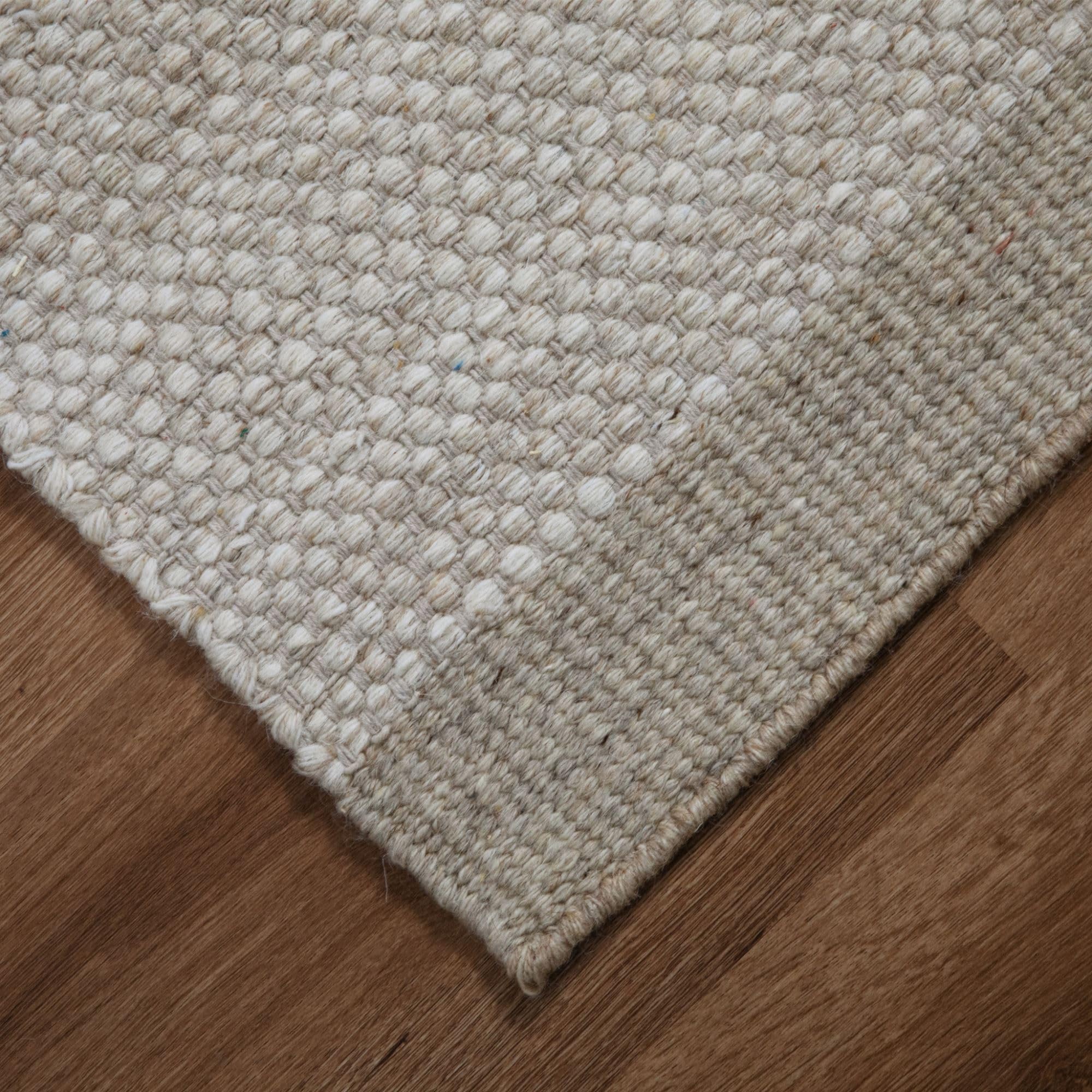 Steffensmeier Handweb Teppich Berlin | Wolle, Beige, handgewebt, Größe: 60x120 cm Wohnzimmer und Schlafzimmer