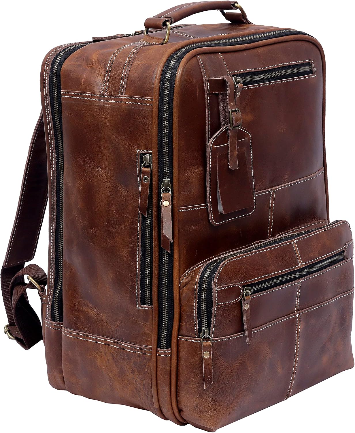 Retro Buffalo Leather Rucksack 17 Inch Laptop Backpack Travel knapsack College Book Hiking Bag, Fathers Day Gift For Him, Business Travel Bag