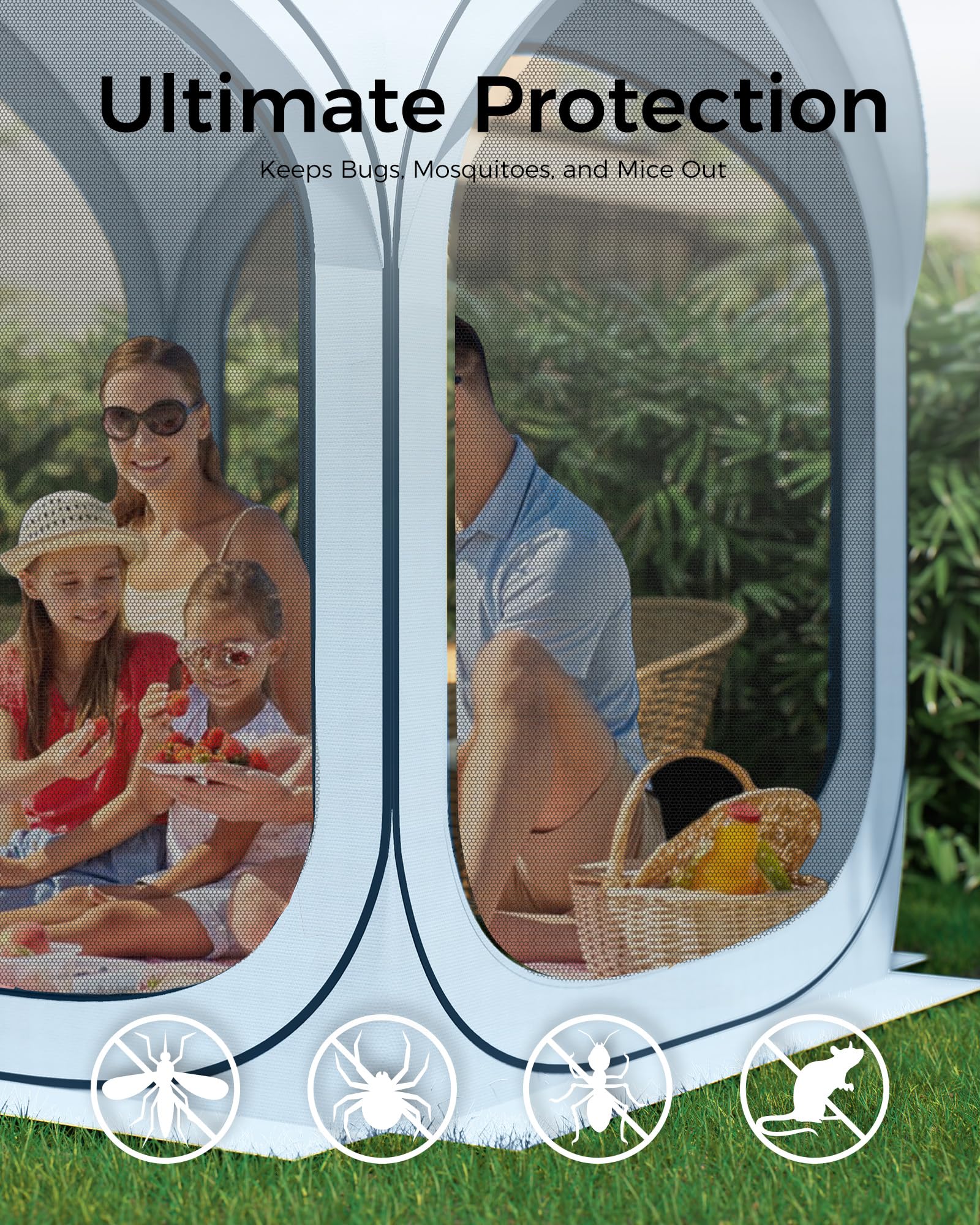 6x6 FT Pop-Up Screen House Tent, Portable Instant Screen Room Canopy with Mesh Doors and Carry Bag for Patio, Backyard, Deck, Camping, and Outdoor Activities,Light Blue