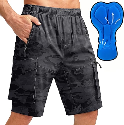 Bikewa Pantalones cortos de ciclismo de montaña para hombre, con acolchado 3D, ajuste holgado, MTB ciclismo, ciclismo, ciclismo, ciclista,