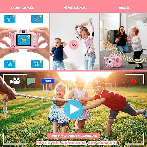Miniatura 6 de iMisH Cámara 48M para niños de 3 a 9 años, batería grande de 1000 mAh con cámara de video de 1080p para niños, funda de silicona a prueba de golpes