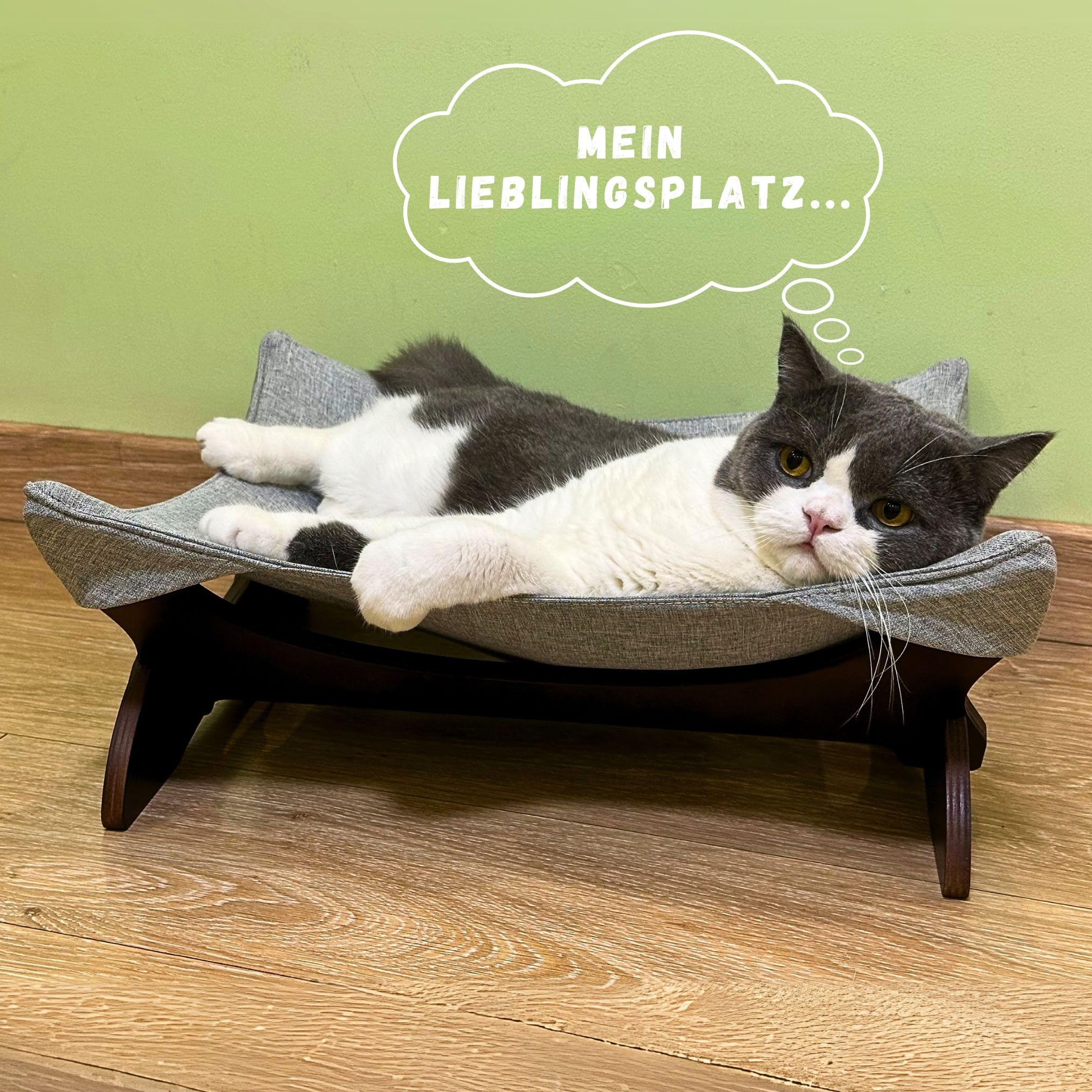 Generisch Katzenbett waschbar als Hängematte freistehend für Katzen oder Hundebett für kleine Hunde der Katzenschlafplatz für Haustiere (Hellgrau)