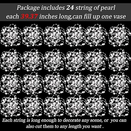 Miniatura 2 de Tondiamo Guirnalda de perlas artificiales para velas flotantes, cuentas de perlas de imitación, guirnalda de decoración para jarrones, centro de