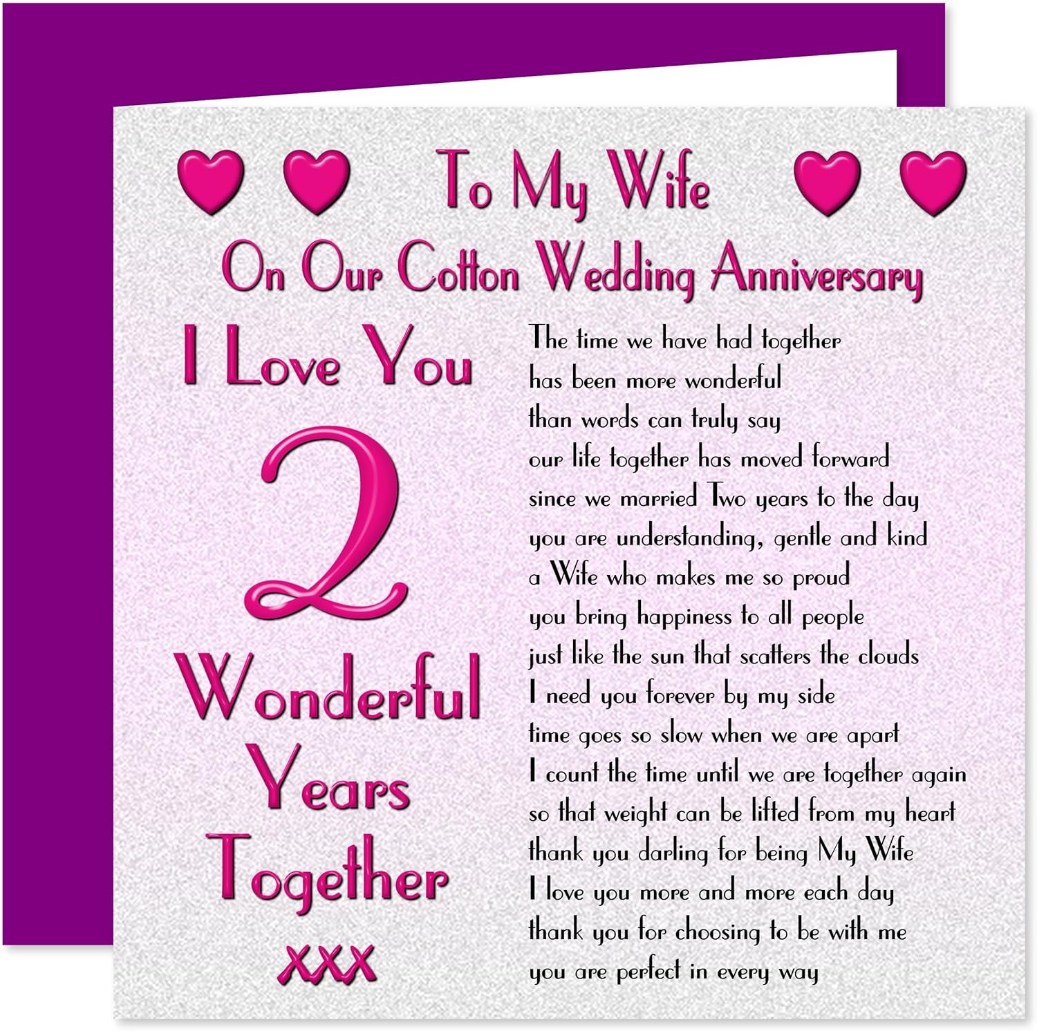 My Wife 2nd Wedding Anniversary Card On Our Cotton Anniversary 2