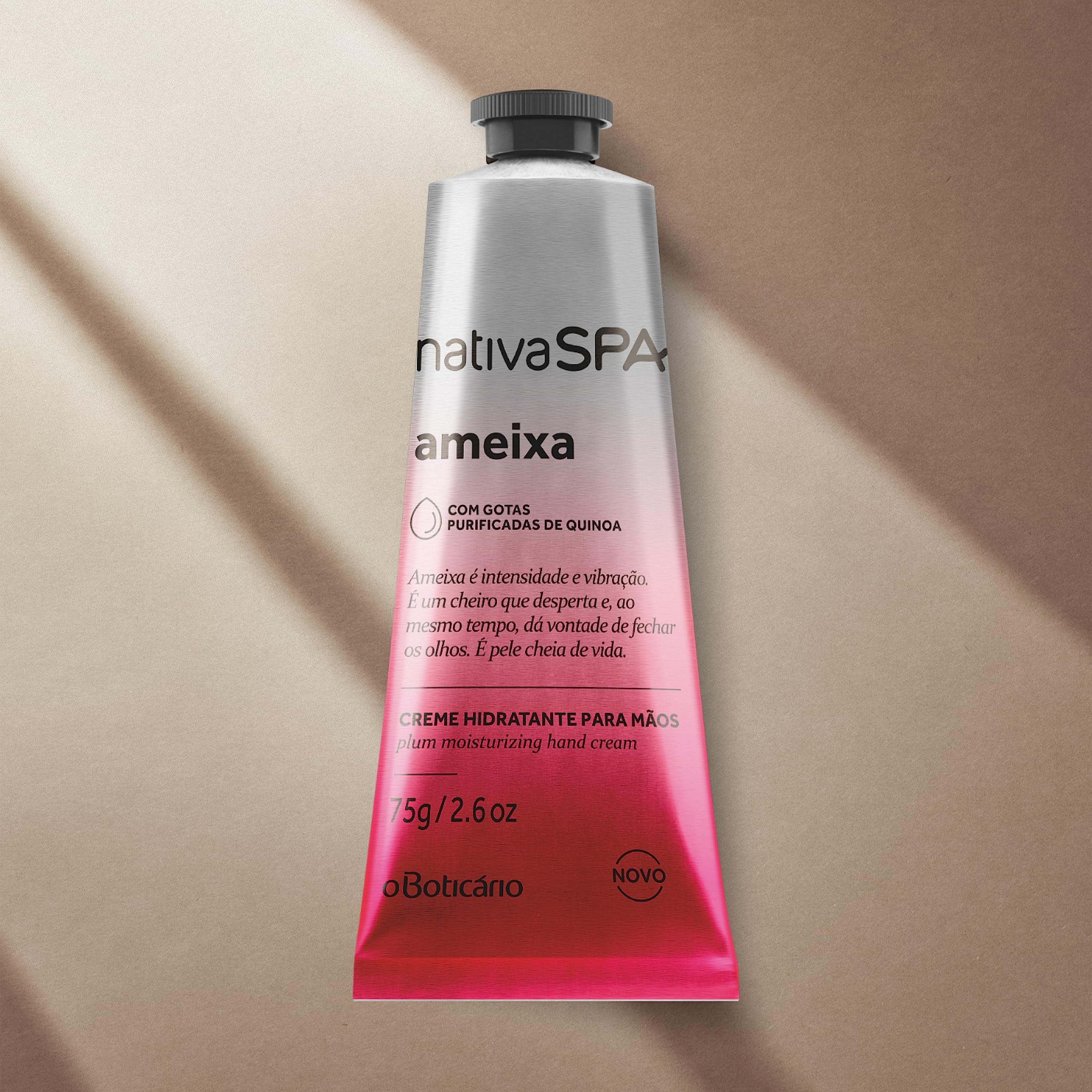O Boticário Nativa SPA Prune Coffret Cadeau Soins de la Peau avec 3 Produits et Boîte Beige, Crème Hydratante Corps 400 ml, Crème Mains 75 g et Gel Douche 200 g