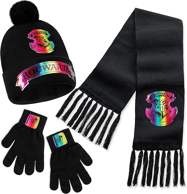 Harry Potter Beanie Hat Scarf and Gloves Set Kids, Gifts for Girls