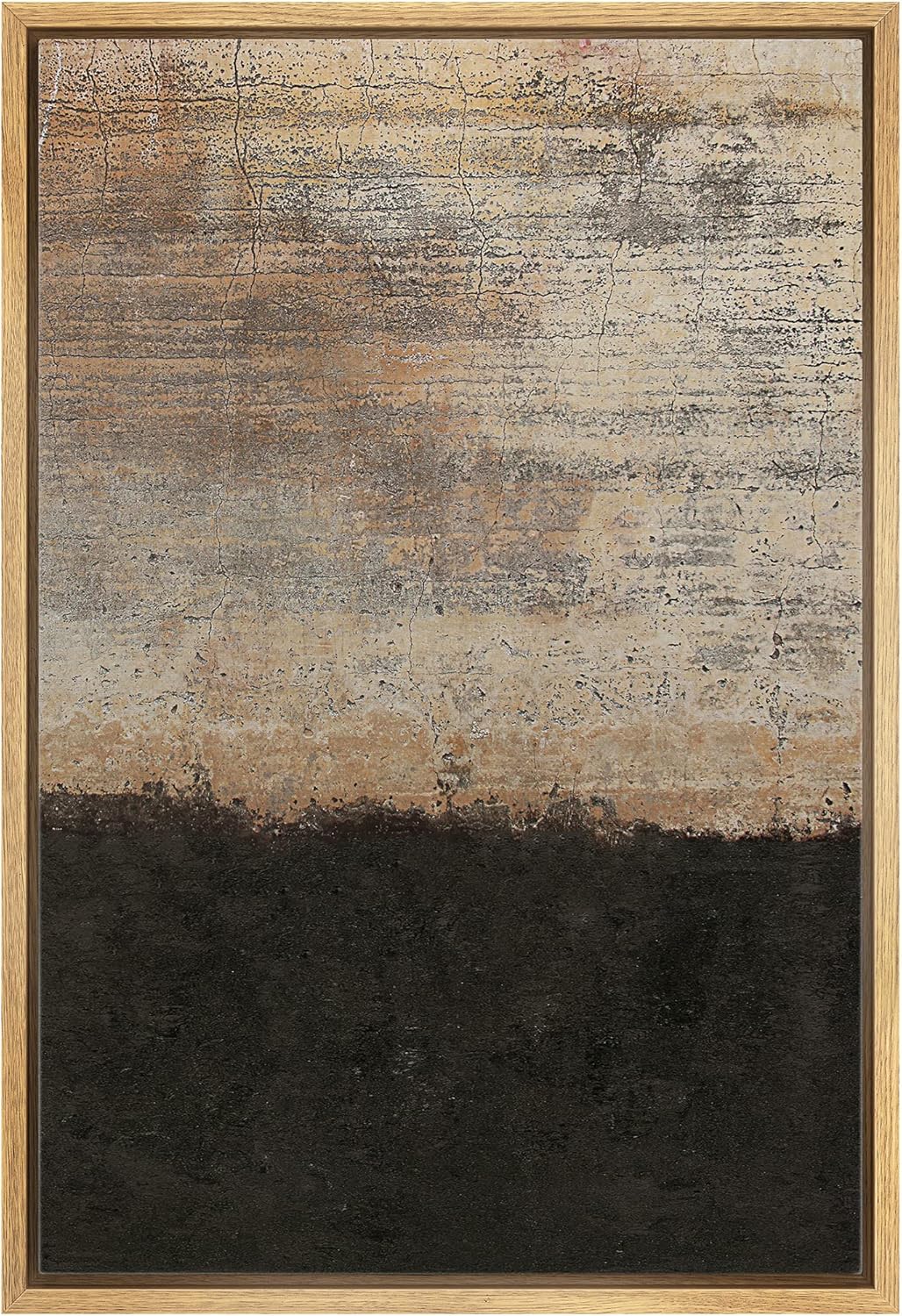 IDEA4WALL Framed Canvas Print Wall Art Mid-Century Brown & Blue Blocks Abstract Geometric Illustrations Modern Art Minimalism Shapes Multicolor Boho for Living Room, Bedroom, Office - 24"x36" Natural