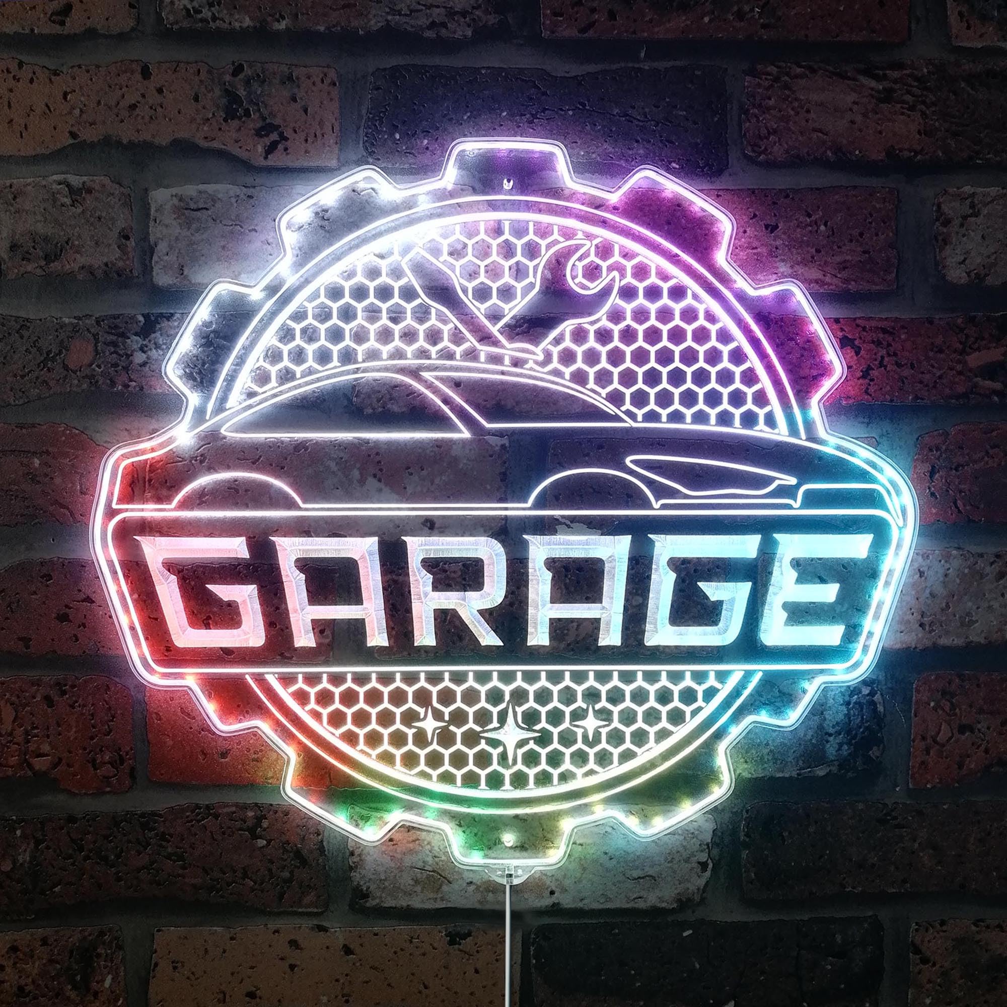ADVPRO Garage Repair Man Cave Badge RGB Dynamic Glam LED Sign - Cut-to-Edge Shape - Smart 3D Wall Decoration - Multicolor Dynamic Lighting st06s44-fnd-i0068-c