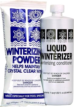 Rx Clear Winter Closing Kit | مواد كيميائية شتوية غير كلورية لحمامات السباحة الموجودة فوق أو تحت الأرض | مفتوحة على حمام سباحة شفاف كريستالي في الربيع | ما يصل إلى 10000 جالون