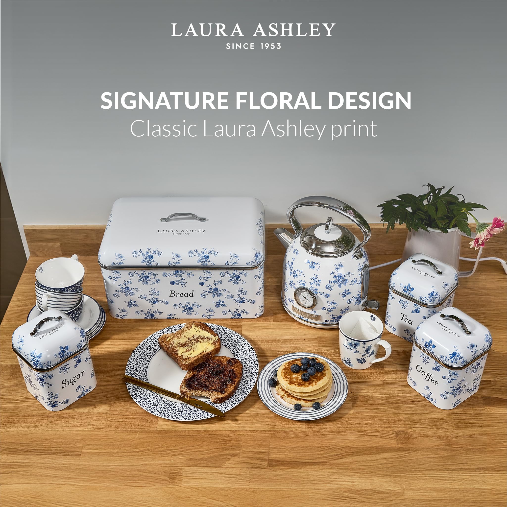 Laura Ashley Set of 3 Tea Coffee Sugar Canisters by VQ - Practical