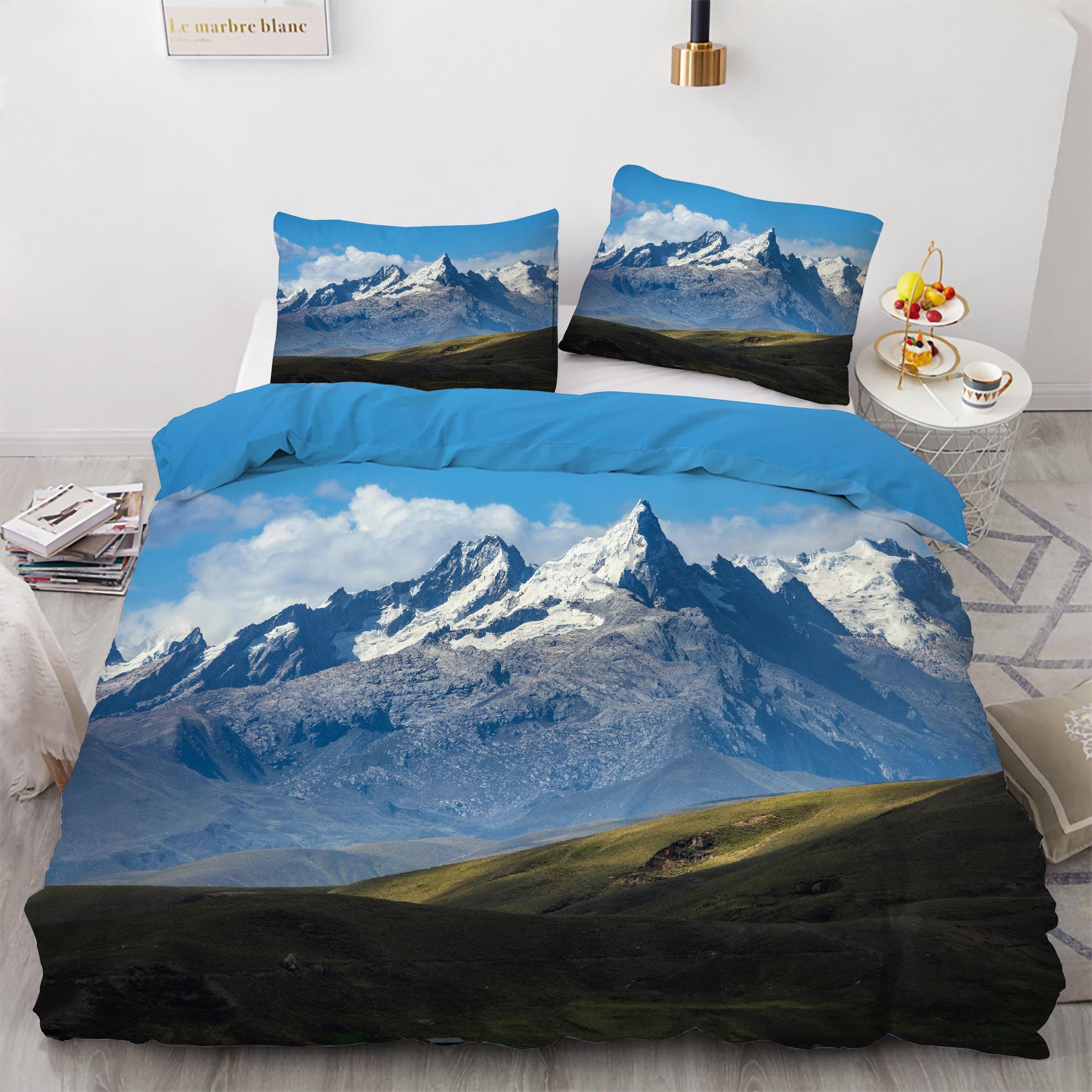 Parure de Lit Montagne Enneigée 220x240 pour une Ambiance Chalet Cosy