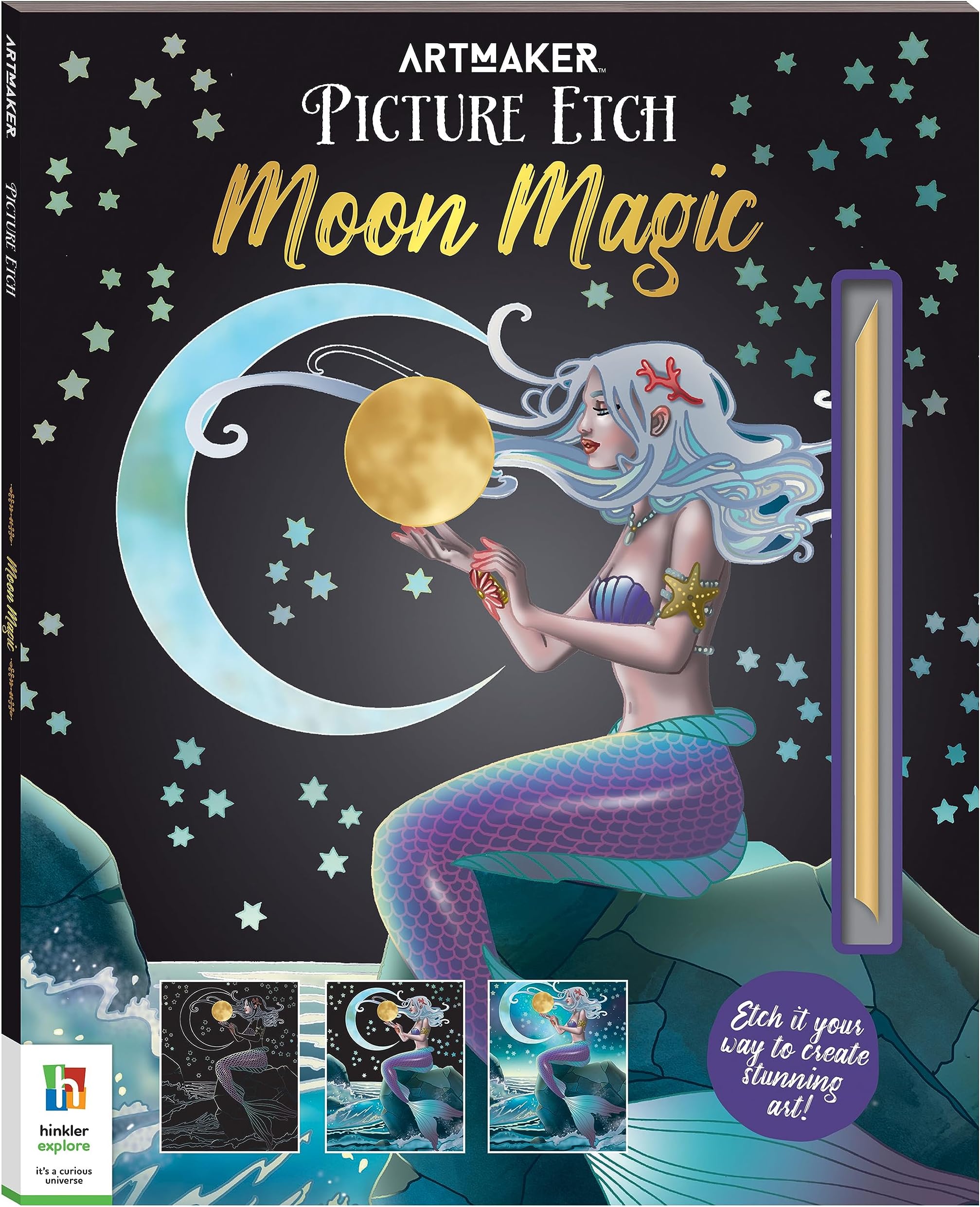 Moon Magic Picture Etch Book | Scratch Art Craft for Adults | Mindfulness and Relaxation