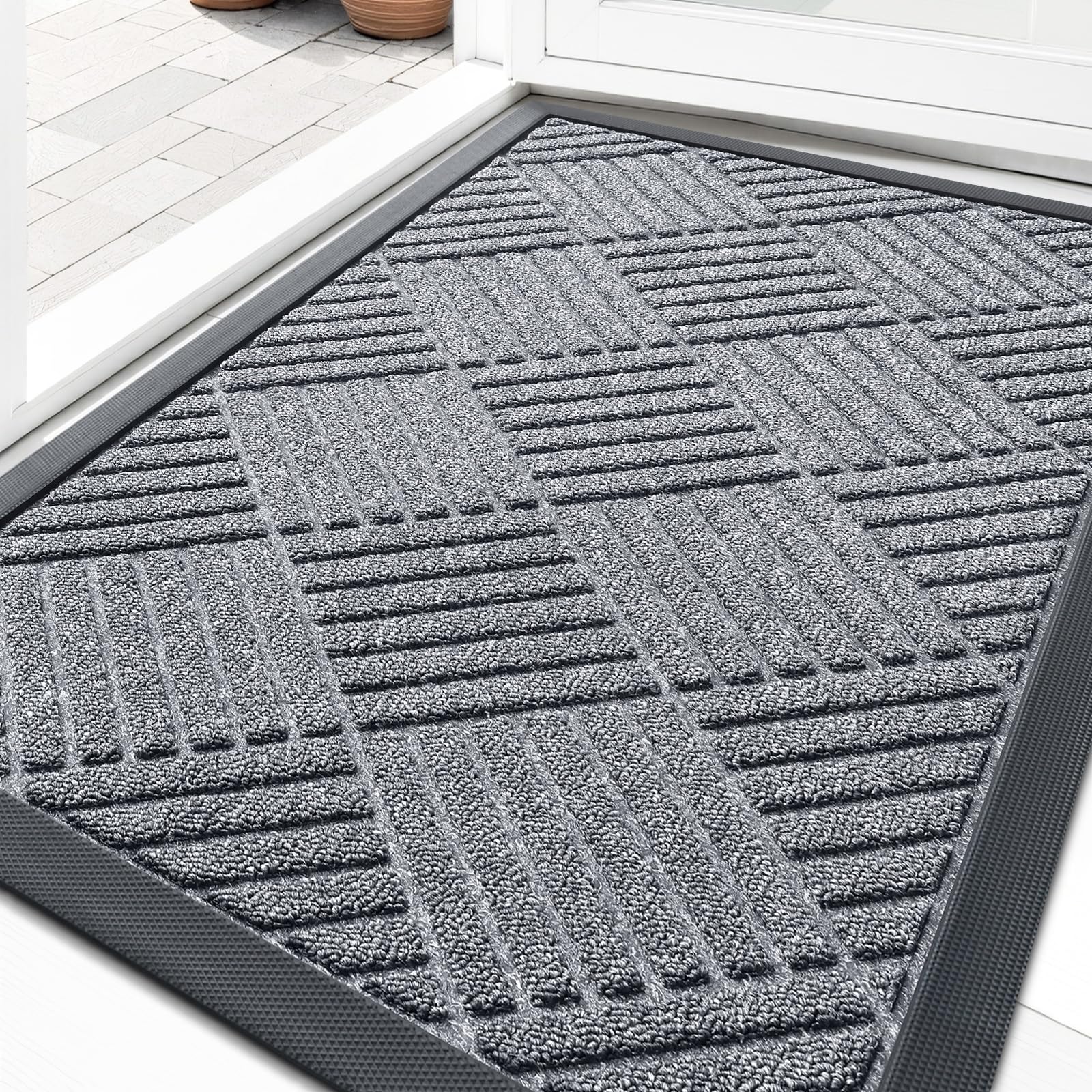 OLANLY Front Door Mat Outside Entrance, Waterproof Heavy-Duty Doormat