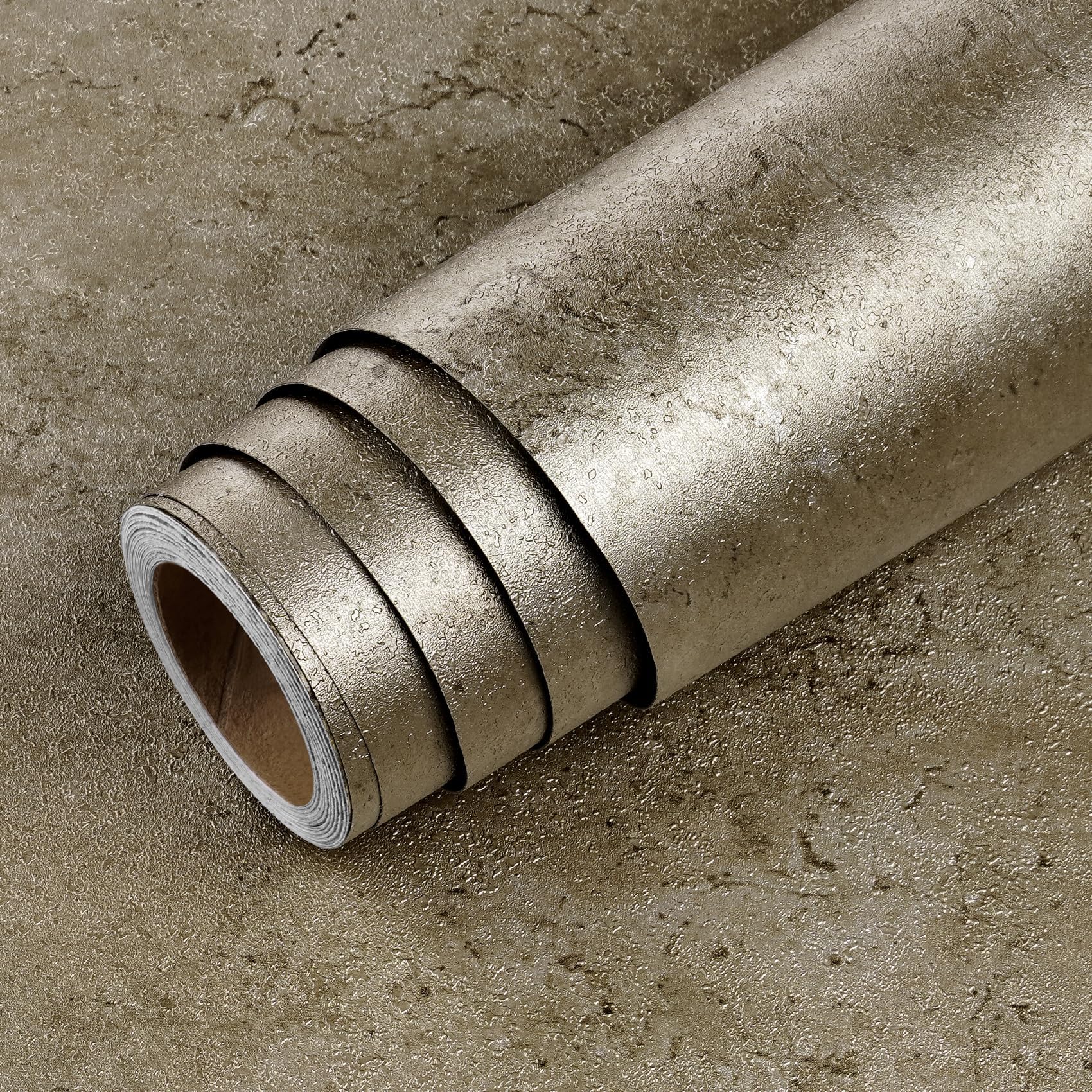 LACHEERY Concrete Wallpaper Wall Paper Roll Peel and Stick Self Adhesive Contact Paper for Countertops Cement Decorative Wallpaper for Cabinets Backsplash Backdrop Walls Bronze 40cm x 200cm
