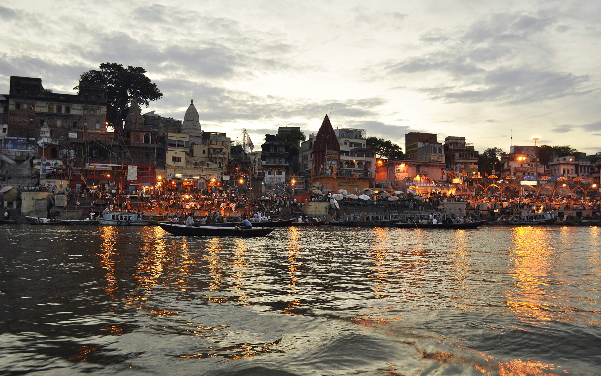 Tallenge - Benaras At Night - The Holy City of Varanasi - Small Poster(Paper,12 x 17 � inches, MultiColour)