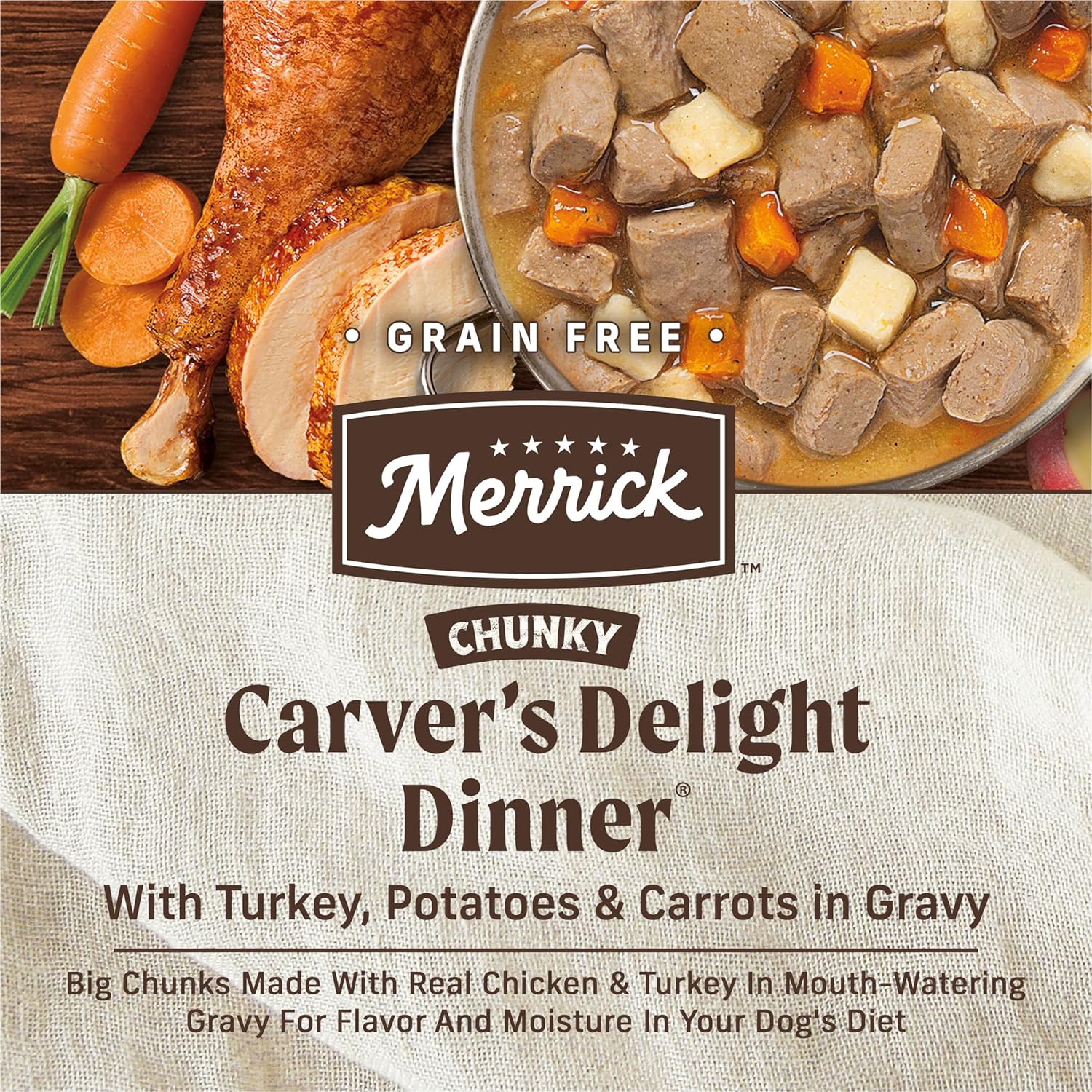Merrick Chunky Grain Free Premium And Wholesome Canned Dog Food, Real Meat Carvers Delight Dinner In Gravy - (Pack of 12) 12.7 oz. Cans