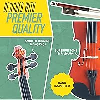 Vista 31 de Violín Mendini de madera sólida, libro de lecciones, cuerdas extra, sintonizador violín, arco y estuche Satén Antiguo