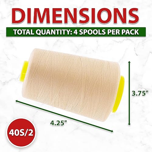 Vista 82 de Mandala Crafts - Hilo de coser multiusos de poliéster para máquina de coser de sarga, sobrehilado, acolchado Beige