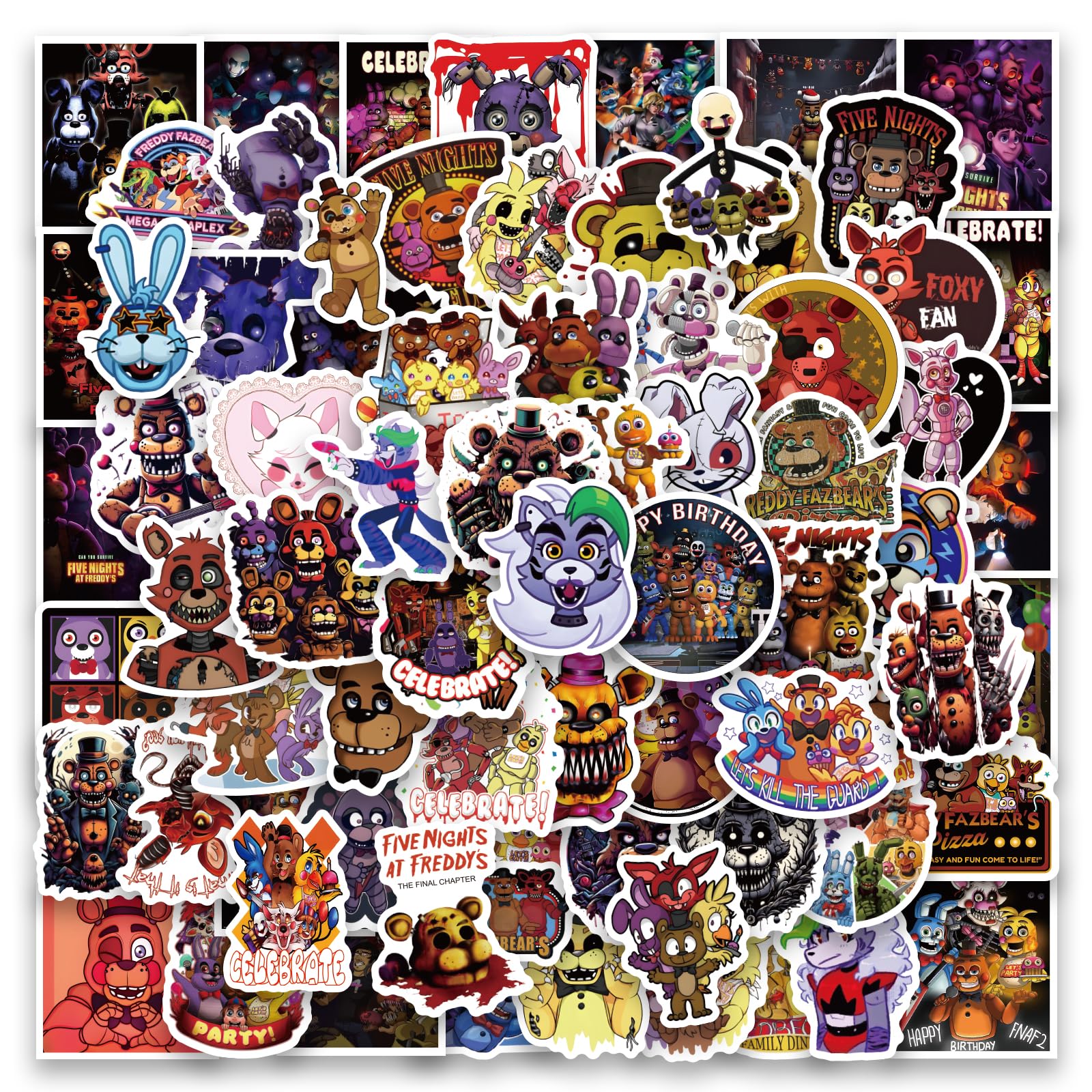 120 PCS Five Nights at Freddy Stickers,Cartoon Stickers for Water Bottle,Laptop,Phone,Skateboard,Game Gift Stickers for Teens Girls Kids