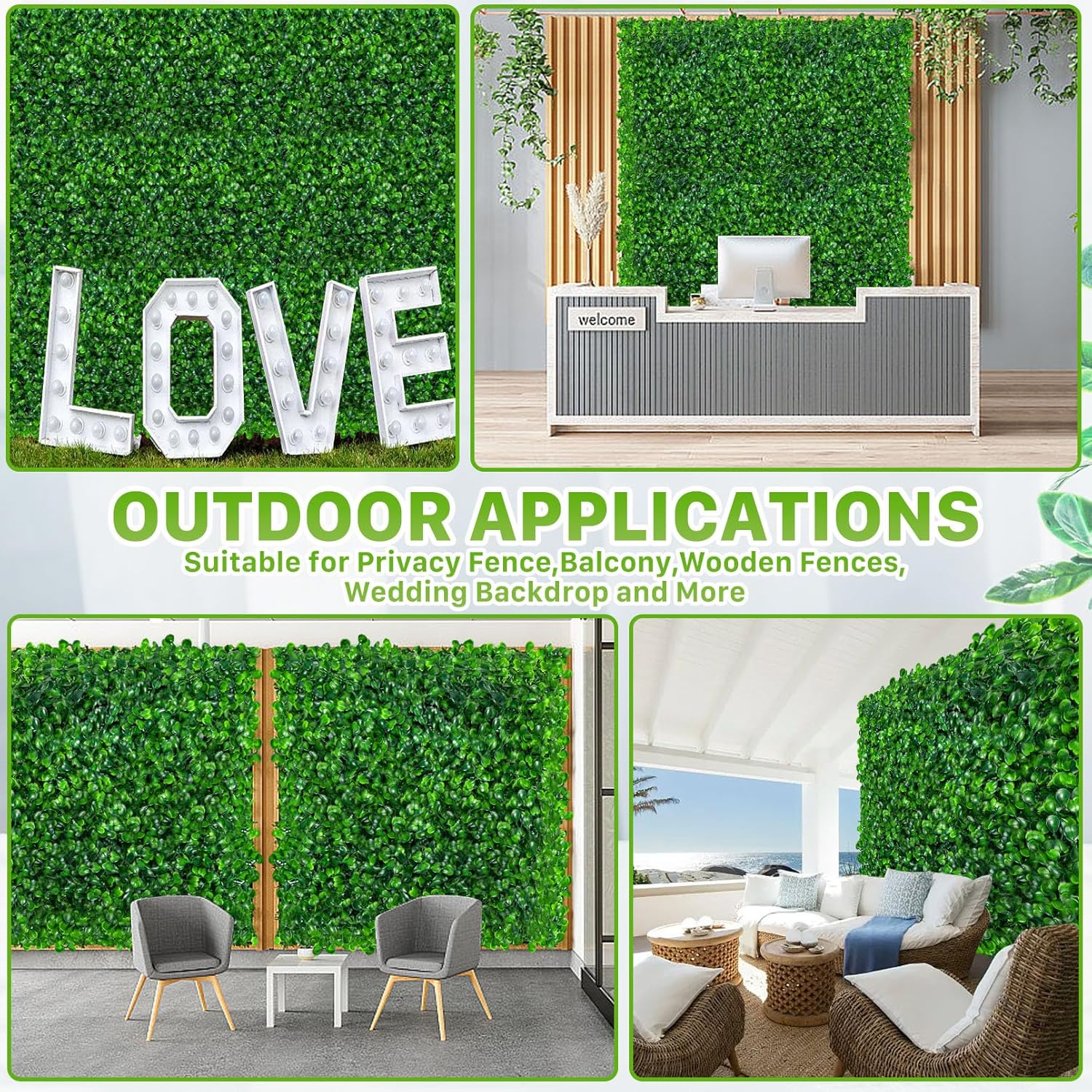 10PCS Grass Wall, 10"x10" Faux Hedge Panels, Greenery Wall Panel, Artificial Boxwood Panel, Grass Backdrop Panels for Outdoor Indoor Garden Yard Fence Backyard Decor