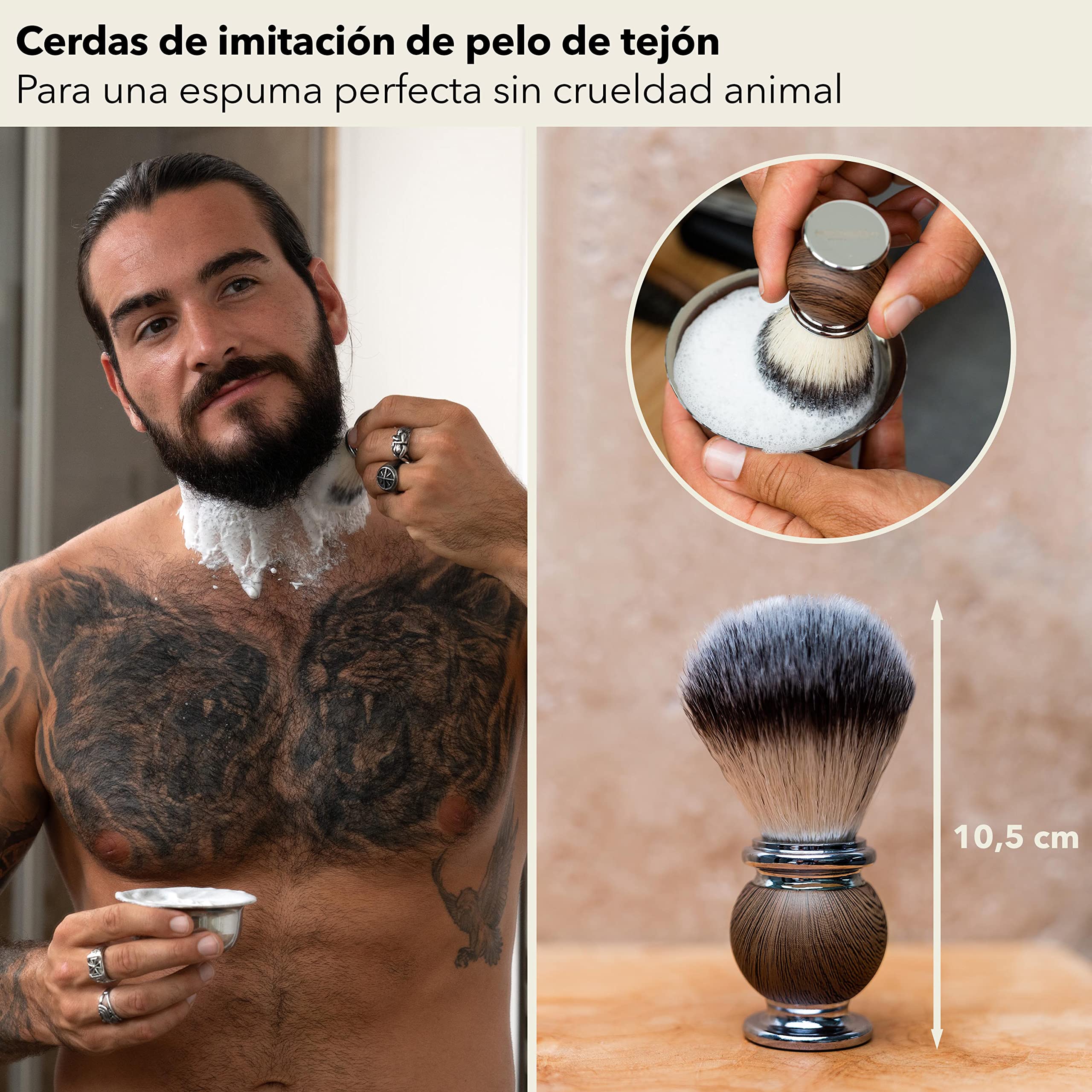 Brocha para afeitar Premium Störtebekker® - Imitación de pelo de tejón - Perfecta para un cómodo afeitado en húmedo