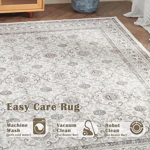 Miniatura 5 de jinchan Alfombra de pasillo de 2 x 10 pulgadas, lavable con parte trasera de goma, antideslizante, alfombra suave con estampado floral vintage,