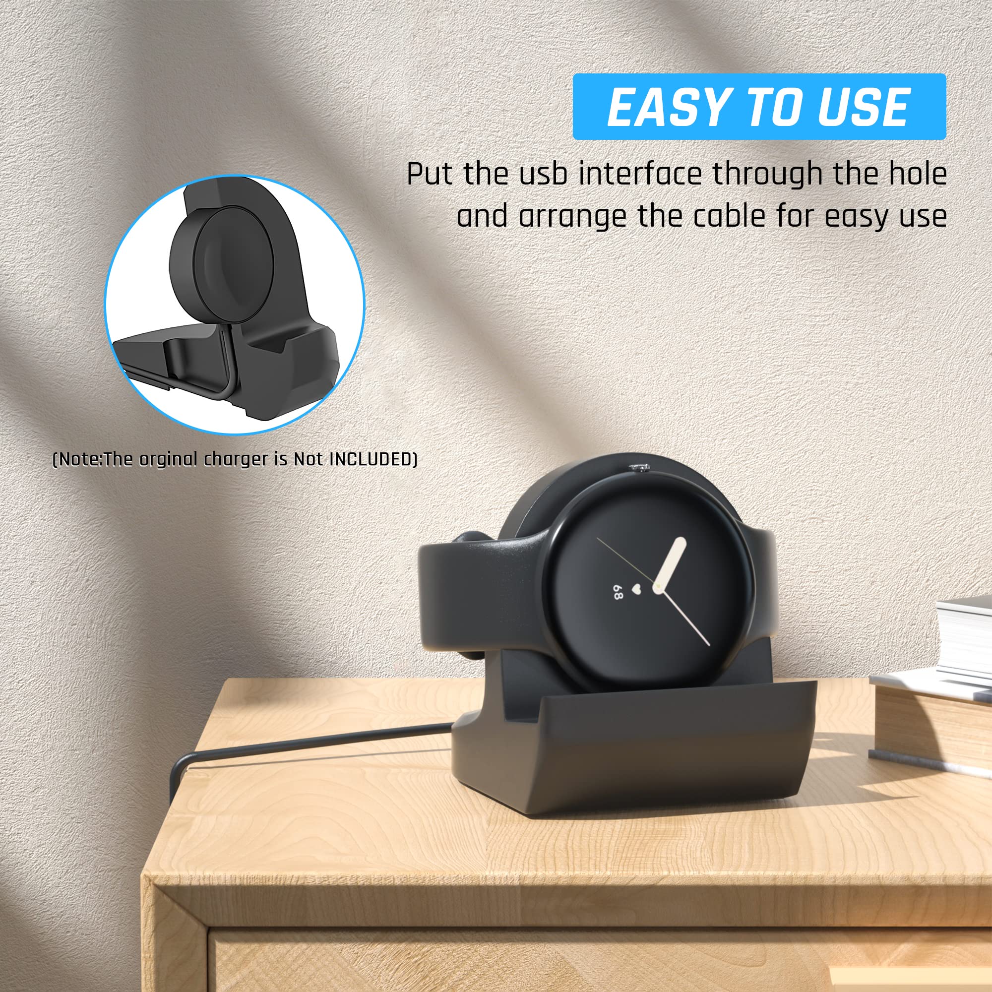 Wanme Charger For Fitbit Versa 4/Versa 3/Sense 2 Charger, Anti-Slip Magnetic Charging Stand Dock With 4.4Ft USB Cable Cord For Fitbit Versa 4/Versa 3/Sense 2 Smartwatch (Black