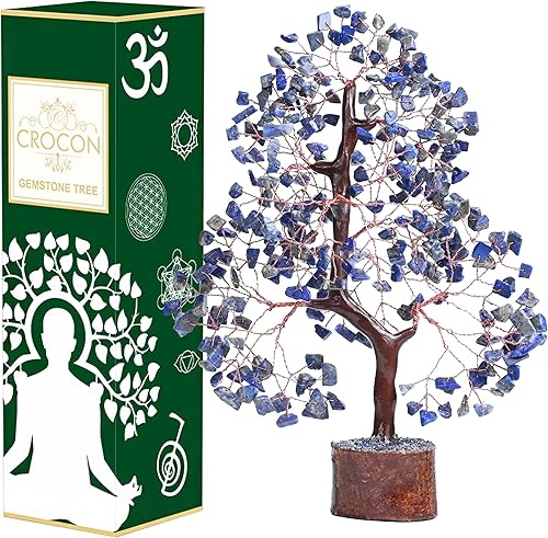 Árbol de la vida de chakra de lapislázuli, árbol de la vida de cristal Árbol de piedras preciosas hecho a mano, árbol de Feng Shui, decoración de