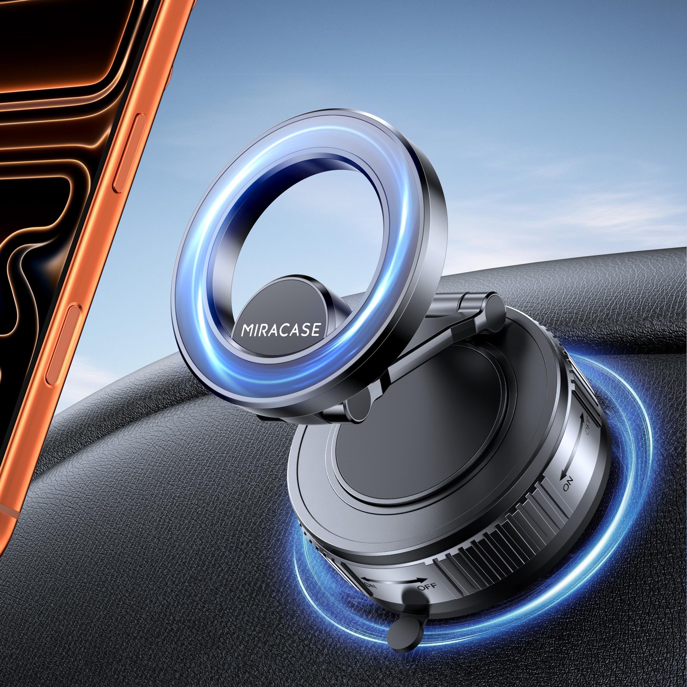 Miracase Vakuum Handyhalterung Auto für Magsafe Autohalterung [24 XN55 Magneten 
