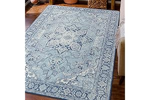 4x6 ft Geometric Blue Kitchen Rug