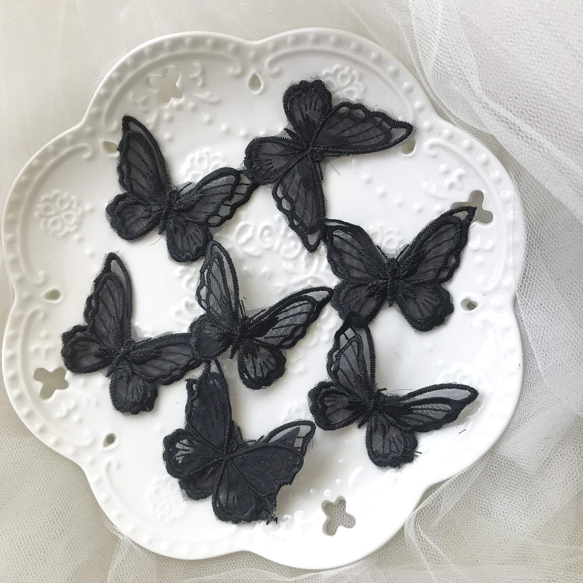 30 toppe ricamate, in pizzo, per fai da te, per abiti da sposa, decorazioni per torte, borse, copricapo, farfalla