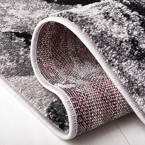 Miniatura 5 de SAFAVIEH Adirondack Collection Tapete de pasillo de 2 pies 6 pulgadas x 6 pies, gris y negro, diseño abstracto moderno, no desprende pelusa y de