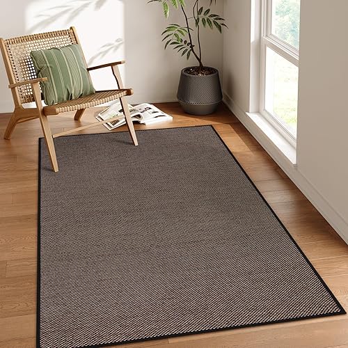 Miniatura 9 de Lahome Alfombra rústica para sala de estar, alfombra lavable de 5 x 8 pies para dormitorio, estética neutra, grande, gris, antideslizante