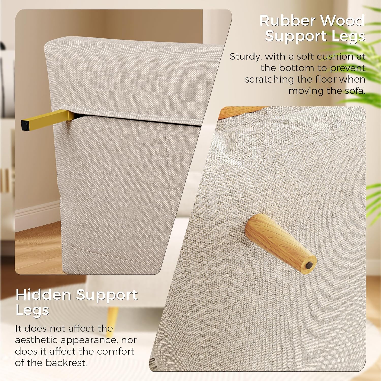 3-in-1 Convertible Chair Bed Sleeper for Adults, Linen Convertable Sleeper Chair with Wooden Arms & Pillows, Foldable Single Futon Sofa Bed for Small Spaces, Mid Century, 76.6" D x 36.6" W Mid-century 36.6" W Sleeper Chair