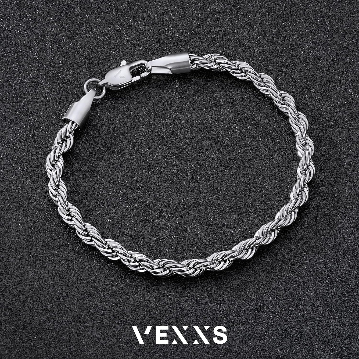 VEXXS Rope Chain Bracelet for Men, 18K Real Gold Plated Men's Rope Link Bracelet, Durable No Color Fading Cuban Link Bracelet 5mm Men’s Gold Bracelet