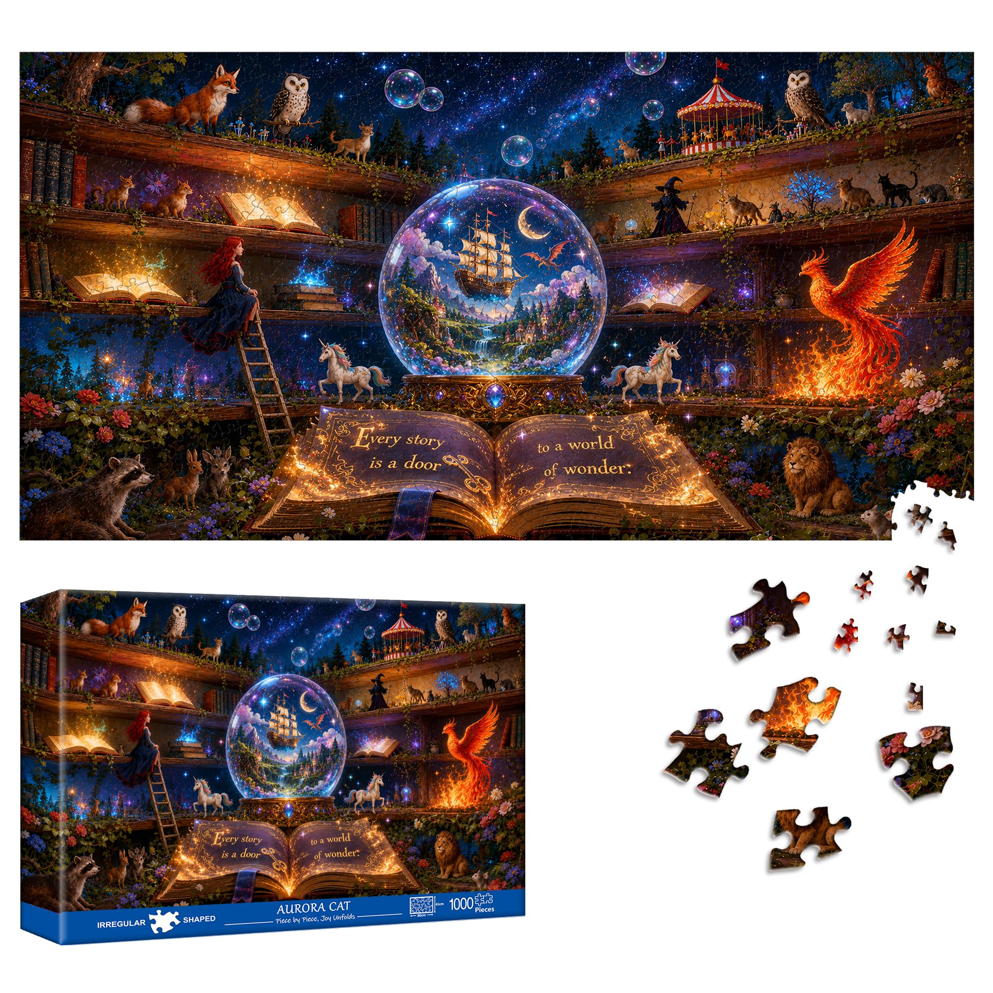 Reofrey Puzzles for Adults 1000 Pieces - ENCHANTED WOODS, Special Shape Jigsaw Puzzles, Challenging Impossible Puzzle, Fun Family Game & Unique Home Decor (16x31Inch / 41x80cm) Idea