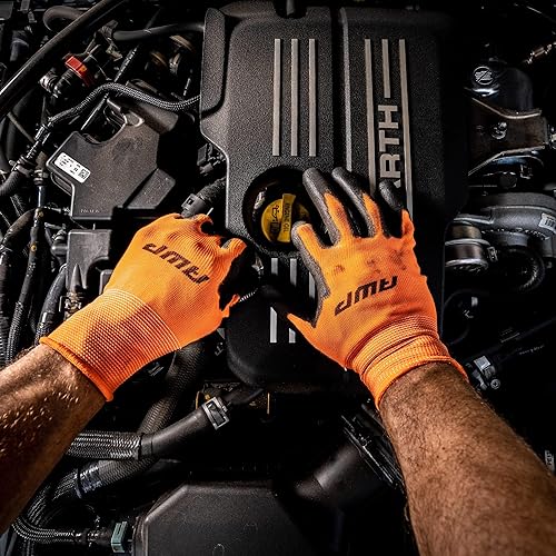 Miniatura 8 de AWP Guantes de trabajo con revestimiento de poliuretano para hombres y mujeres, resistentes al agua, grandes, paquete de 3 pares