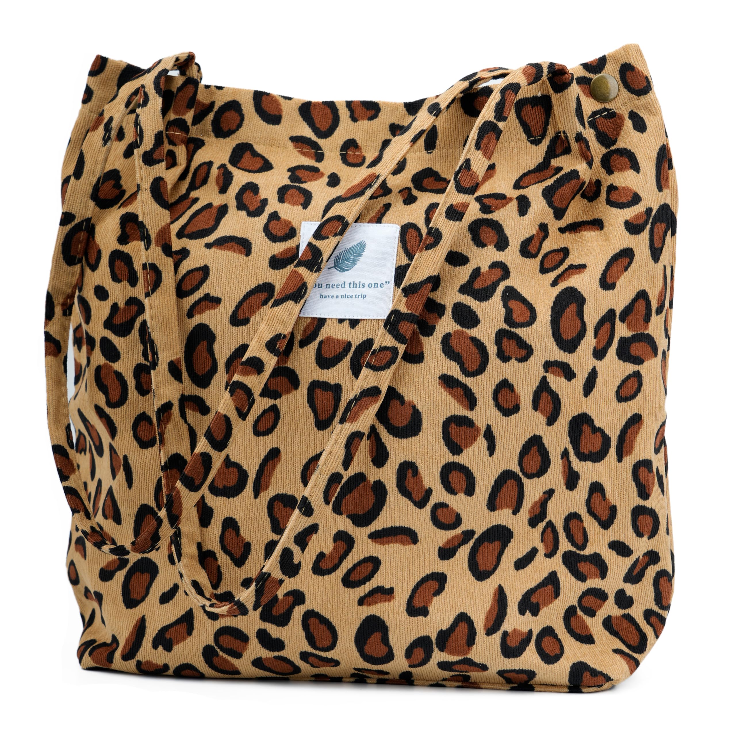 TOPASION Cute Corduroy Tote Bag Canvas Shoulder Handbags for Women Travel Shopping