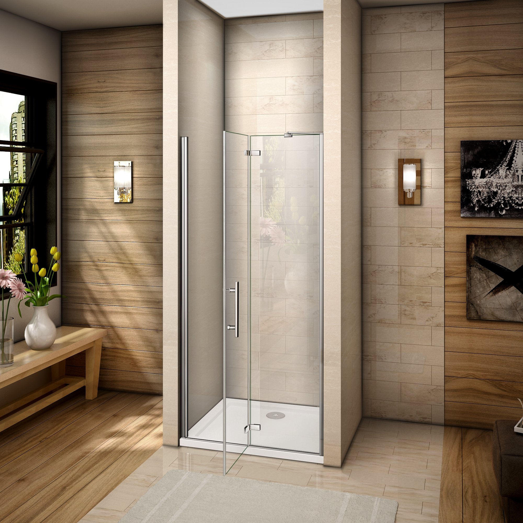 Vendere Scatola doccia Pre 900 millimetri Bifold per Alcove batacchio Inside Outside con stabilizzatore Angolo di barra Senza Portaasciugamano 80x195cm